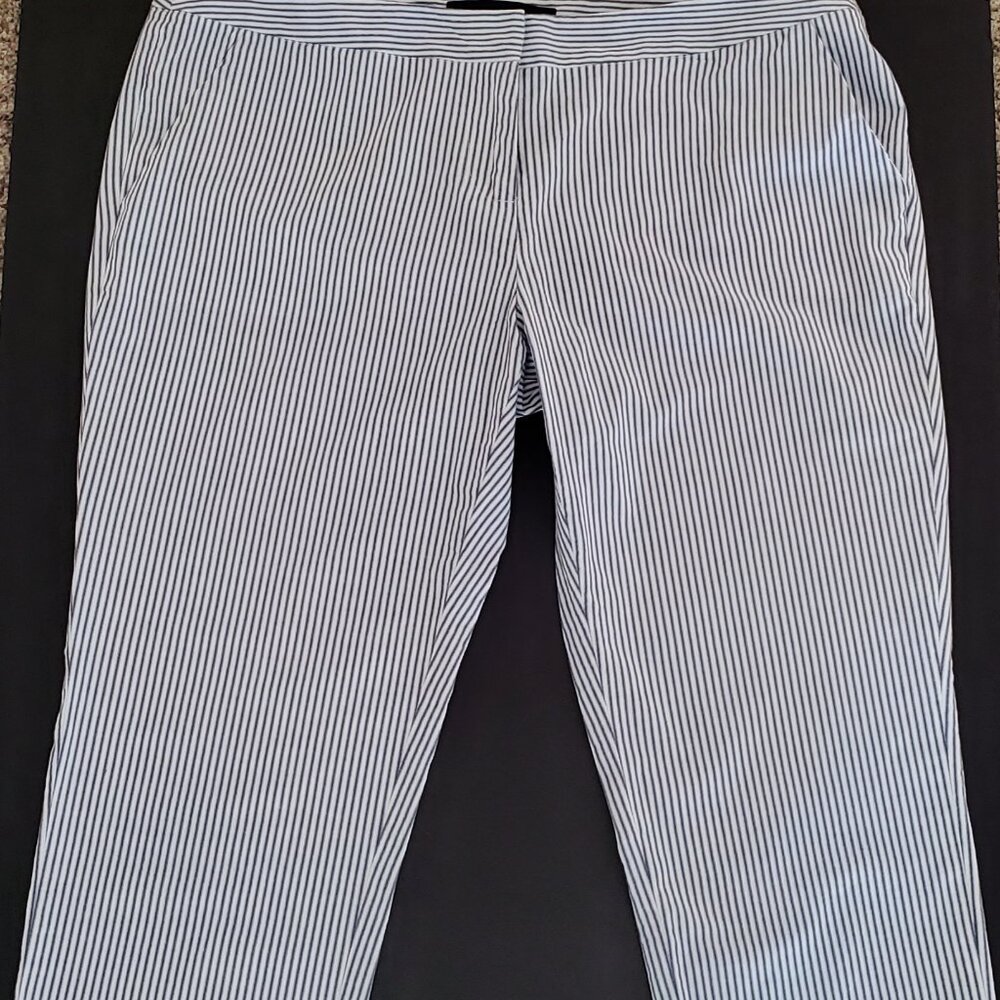 Women’s Amanda + Chelsea Slim Straight Pinstripe White and Blue Pants  Size 10